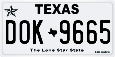 TX license plate DOK9665