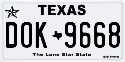 TX license plate DOK9668