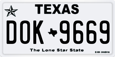 TX license plate DOK9669