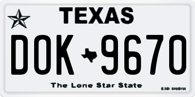 TX license plate DOK9670