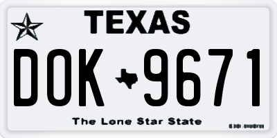 TX license plate DOK9671