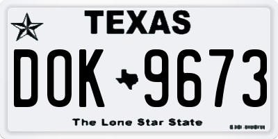 TX license plate DOK9673
