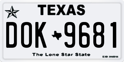 TX license plate DOK9681