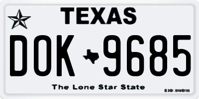 TX license plate DOK9685