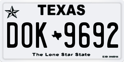 TX license plate DOK9692