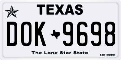 TX license plate DOK9698