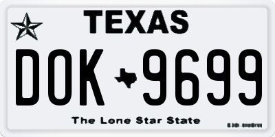 TX license plate DOK9699