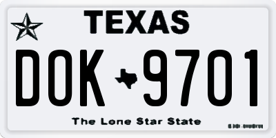 TX license plate DOK9701