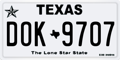 TX license plate DOK9707