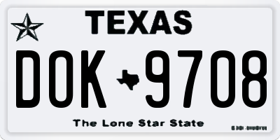 TX license plate DOK9708