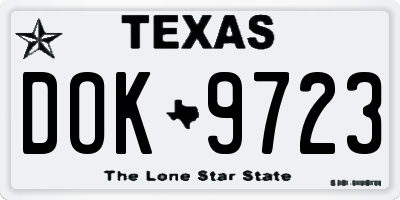 TX license plate DOK9723