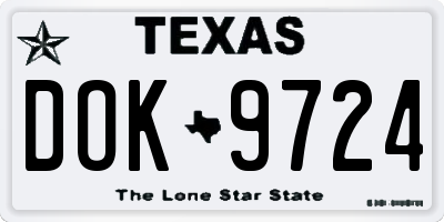 TX license plate DOK9724