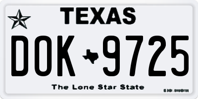 TX license plate DOK9725