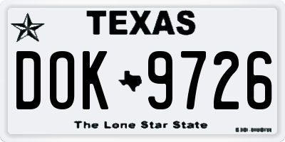 TX license plate DOK9726