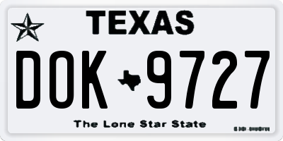 TX license plate DOK9727
