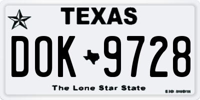 TX license plate DOK9728