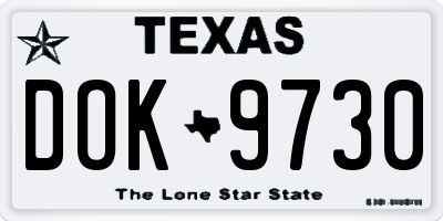 TX license plate DOK9730