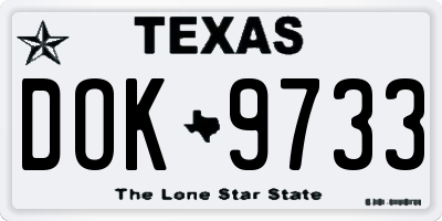 TX license plate DOK9733