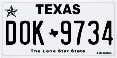 TX license plate DOK9734