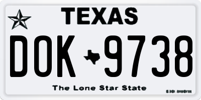 TX license plate DOK9738