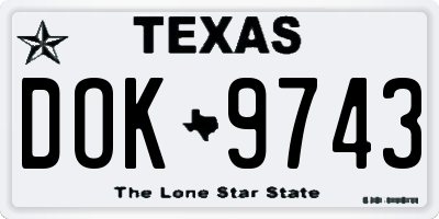 TX license plate DOK9743