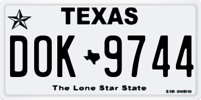 TX license plate DOK9744