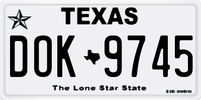 TX license plate DOK9745