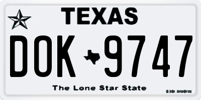 TX license plate DOK9747