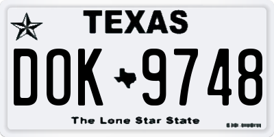 TX license plate DOK9748