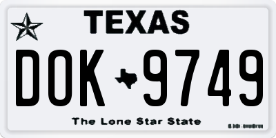 TX license plate DOK9749