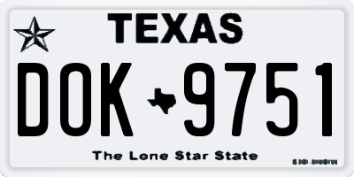 TX license plate DOK9751