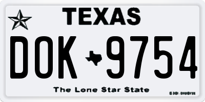 TX license plate DOK9754