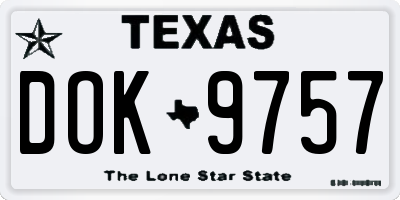 TX license plate DOK9757
