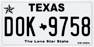 TX license plate DOK9758