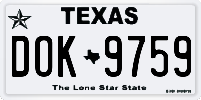 TX license plate DOK9759