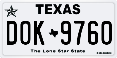 TX license plate DOK9760