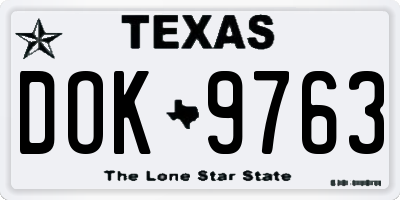 TX license plate DOK9763