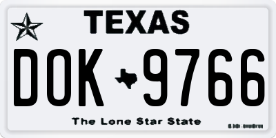 TX license plate DOK9766