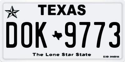 TX license plate DOK9773