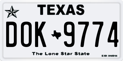 TX license plate DOK9774
