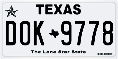 TX license plate DOK9778