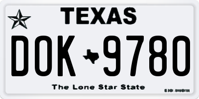 TX license plate DOK9780