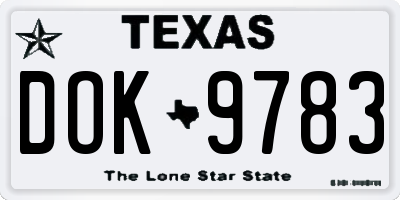 TX license plate DOK9783