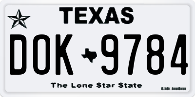 TX license plate DOK9784