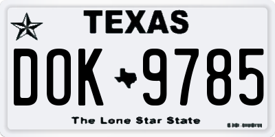 TX license plate DOK9785