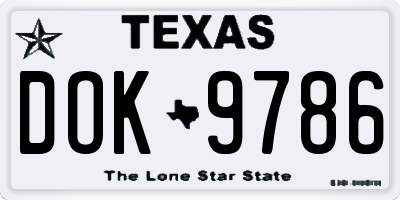 TX license plate DOK9786
