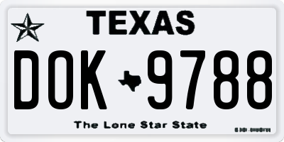 TX license plate DOK9788