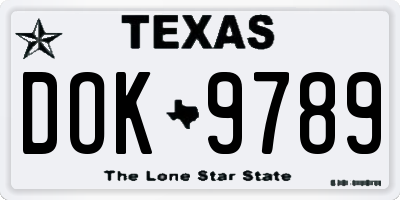 TX license plate DOK9789