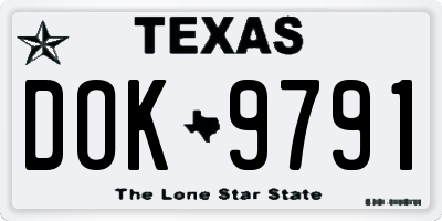 TX license plate DOK9791