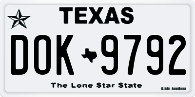 TX license plate DOK9792